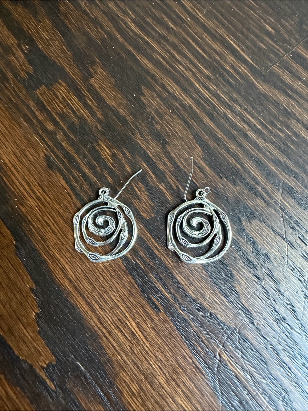 Silver tone Spiral Drop Earrings